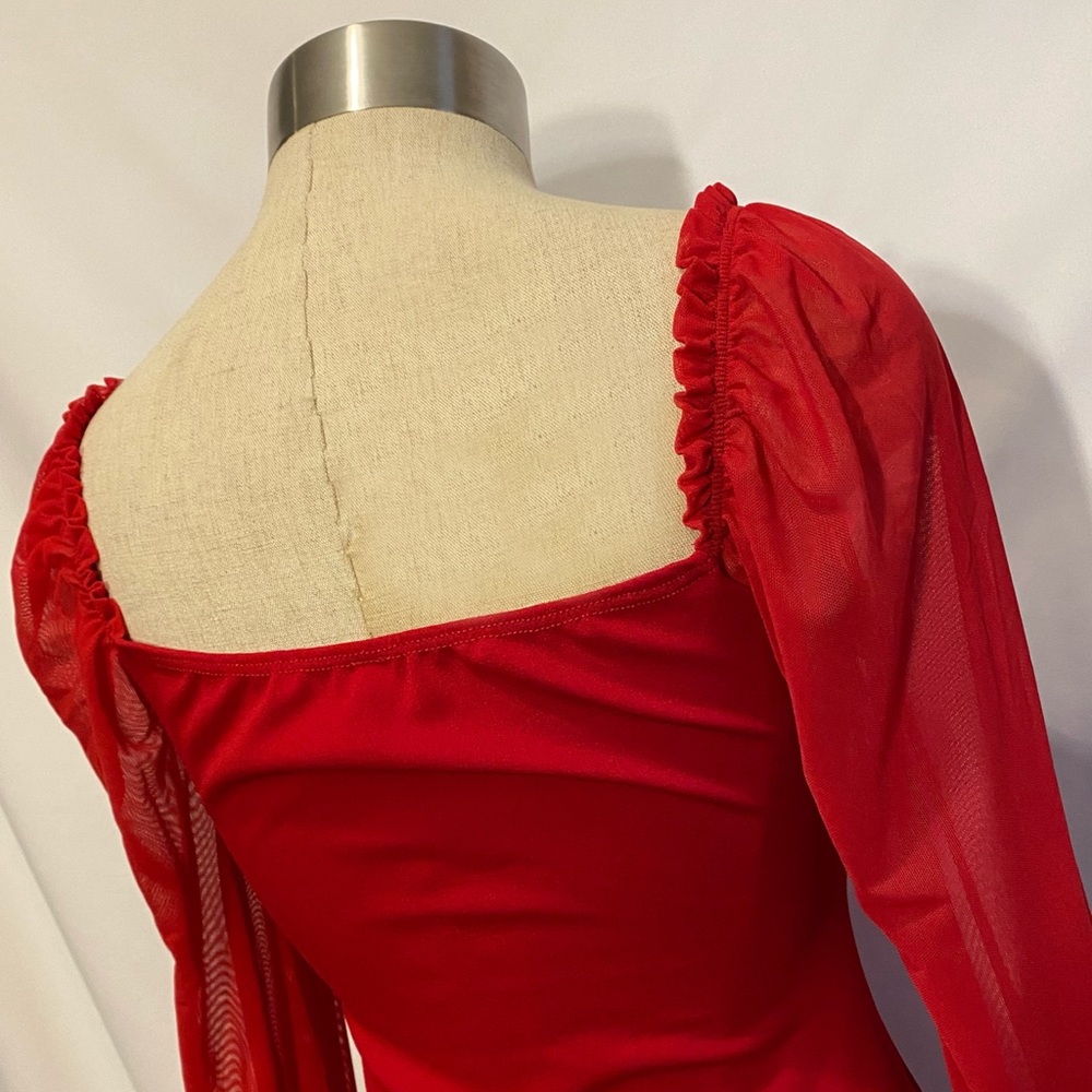 Chocolate USA red long sleeve red small mini dress - Picture 4 of 8